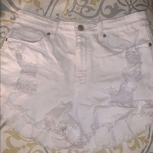 High waisted white short